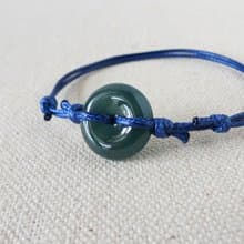 本命年【平安‧如意】平安扣翡翠韓國蠟線手鍊*AA11*招財、保平安