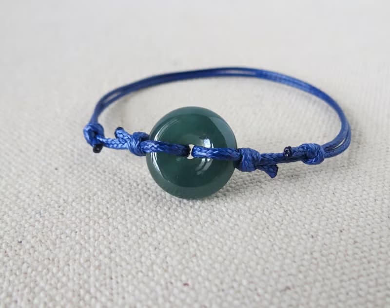 本命年【平安‧如意】平安扣翡翠韓國蠟線手鍊*AA11*招財、保平安