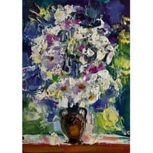 Daisy Painting Flower Original Art Bouquet Artwork Small Oil Impasto Floral