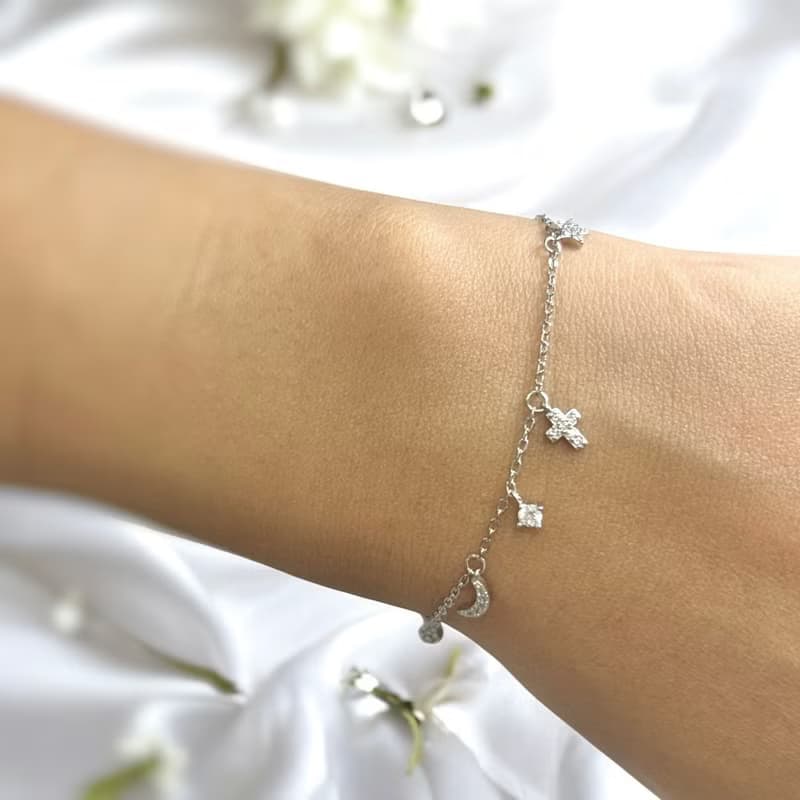 925純銀鍍18K金/躍境-銀 可洗澡女生情人節禮物禮盒手鍊B46