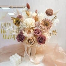 【甜玫奶茶永生捧花】婚禮永生捧花/花束 乾燥花yuflorist