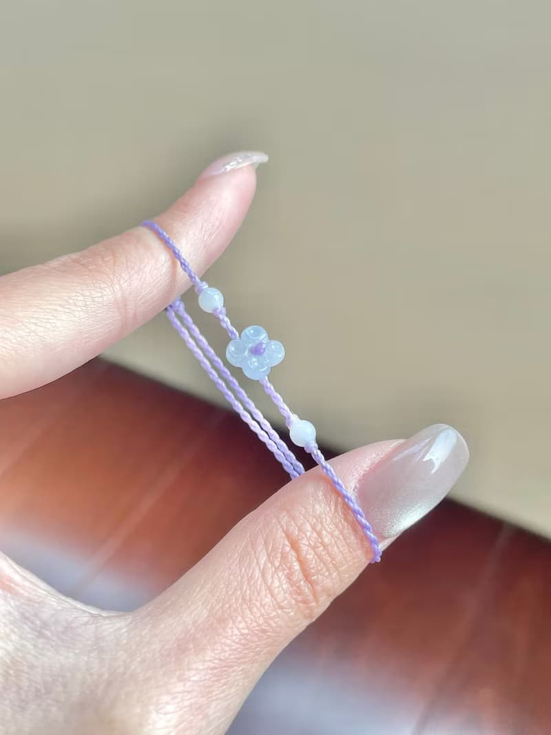 夢幻冰粉紫小桂花老坑正冰種水翡翠手繩