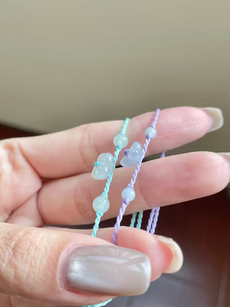 夢幻冰粉紫小桂花老坑正冰種水翡翠手繩