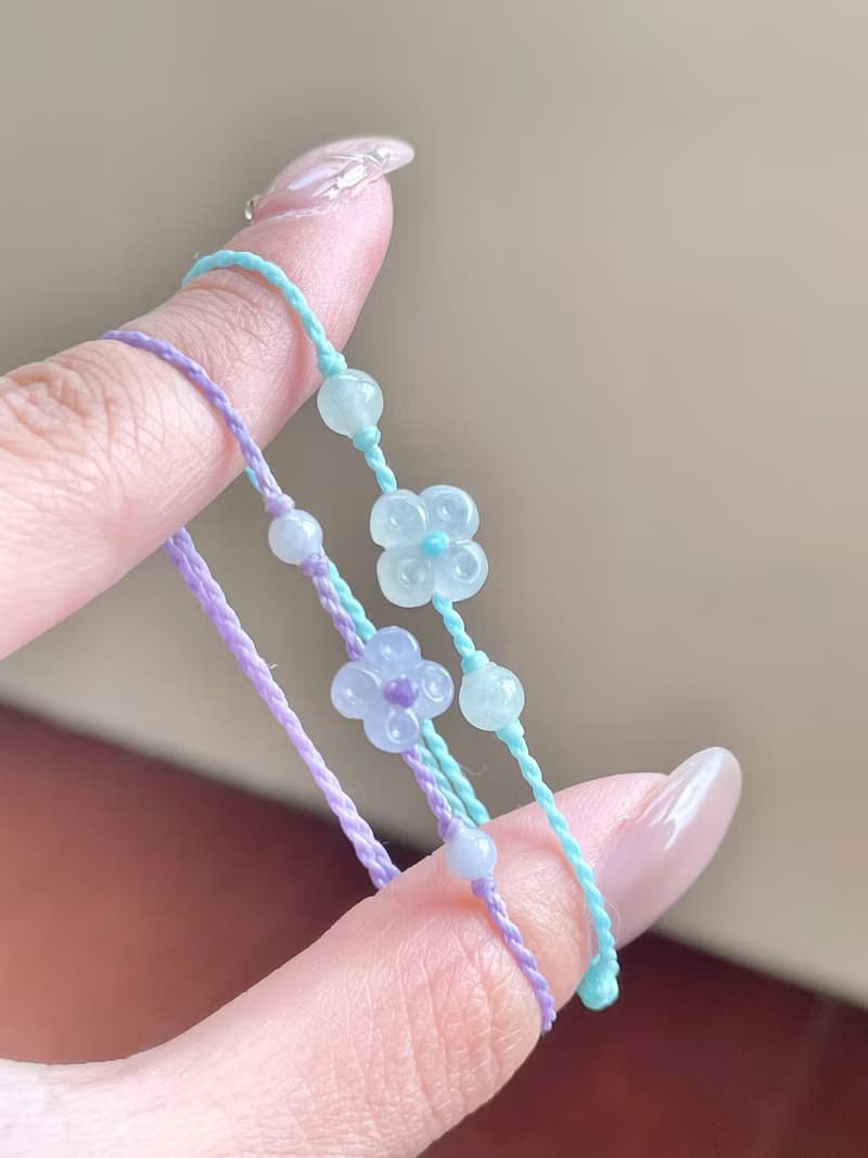 夢幻冰粉紫小桂花老坑正冰種水翡翠手繩