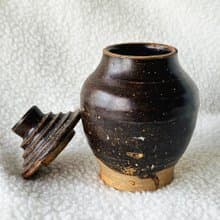 中國 宋黑褐釉帶蓋茶罐│自然古樸 吉州窯 古件收藏