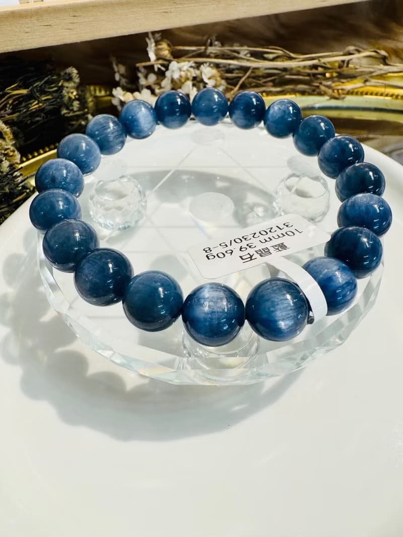 精品貓眼濃色藍晶石10mm39.60g轉運水晶美人魚晶石提升洞悉力