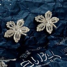vintage jewelry SARAH COV 亮銀花卉夾式耳環