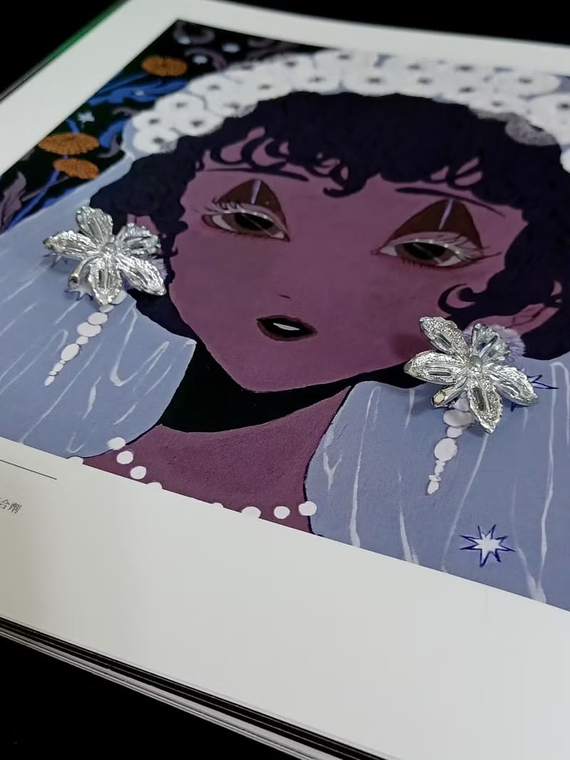 vintage jewelry SARAH COV 亮銀花卉夾式耳環