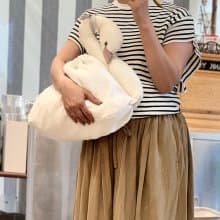 大きいスワン クッションカバー 　白鳥巾着　30日程で発送