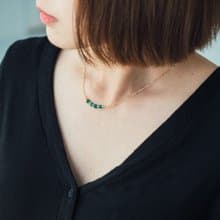 四季捎信。聽蟬 綠瑪瑙 14K包金 水晶礦石設計項鍊