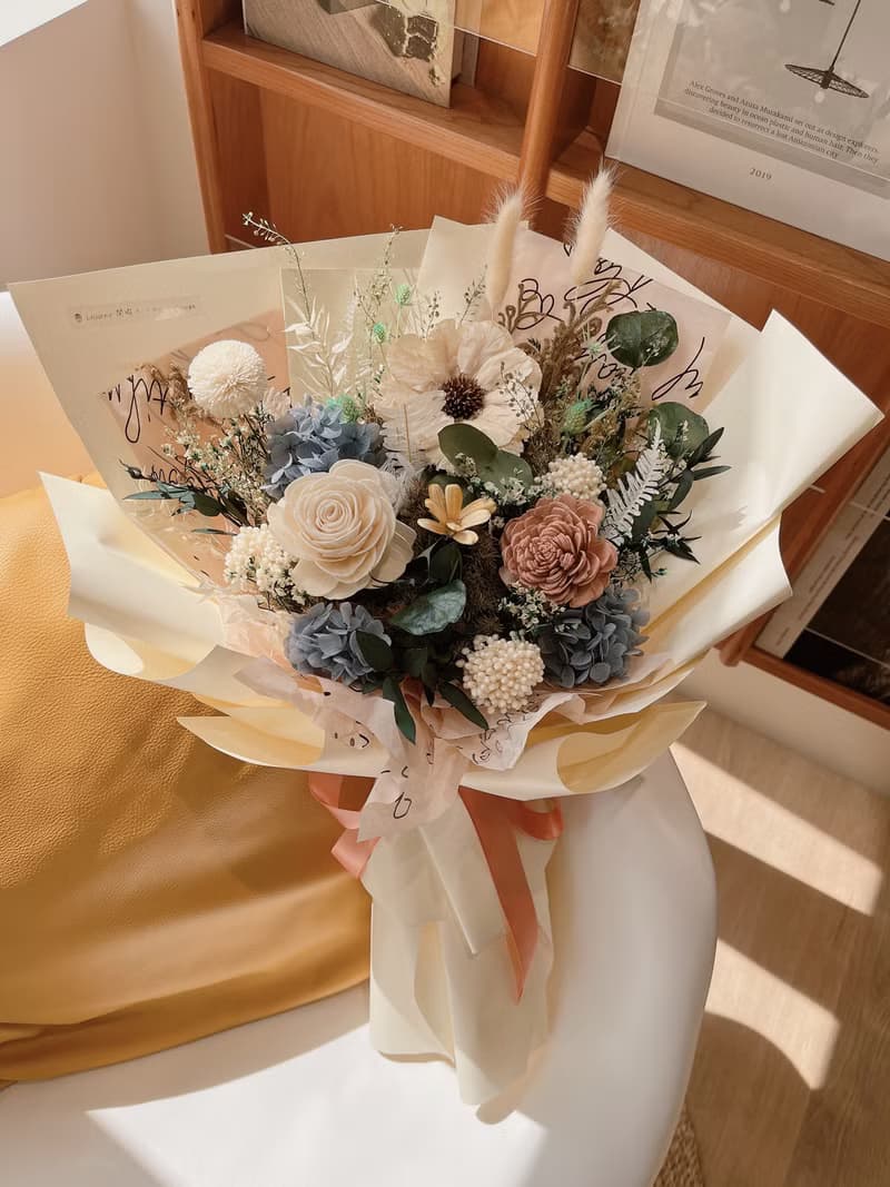 森林太陽花束乾燥花 向日葵畢業花束 畢業禮物 太陽花 新娘捧花
