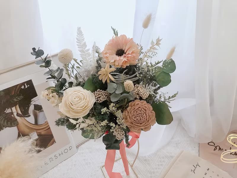 森林太陽花束乾燥花 向日葵畢業花束 畢業禮物 太陽花 新娘捧花