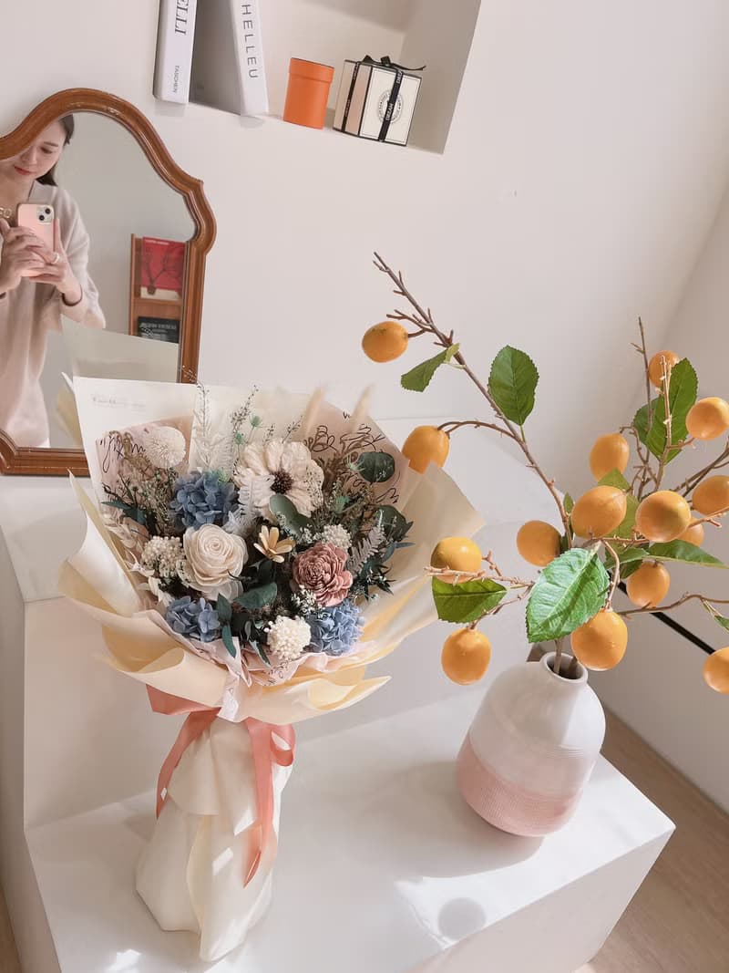 森林太陽花束乾燥花 向日葵畢業花束 畢業禮物 太陽花 新娘捧花