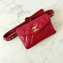 絕版稀有品中古二手Chanel紅色腰帶單肩腋下小包側揹背手袋