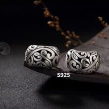 S 925 Sterling Silver Women Handmade Fine Jewelry Vintage Engraved Stud Earrings