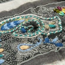 喀什米爾Cashmere/水煮羊毛披肩/針織圍巾/刺繡圍巾/羊絨披巾-花