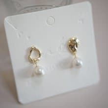 油畫女子 巴洛克圓珠珍珠耳墜