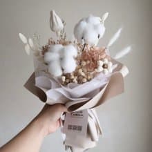 奶白色棉花花束 向日葵 生日  畢業禮物 老師禮物