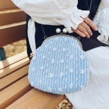 |藍寶| 斜背鏈條 珍珠色圓珠口金包 斜背包