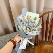 乾燥花束【寂靜藍綠小花束】 生日禮物 玫瑰花束 生日花束 畢業花
