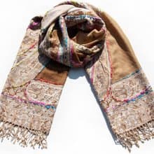 喀什米爾Cashmere/水煮羊毛披肩/針織圍巾/刺繡圍巾/羊絨披巾-花