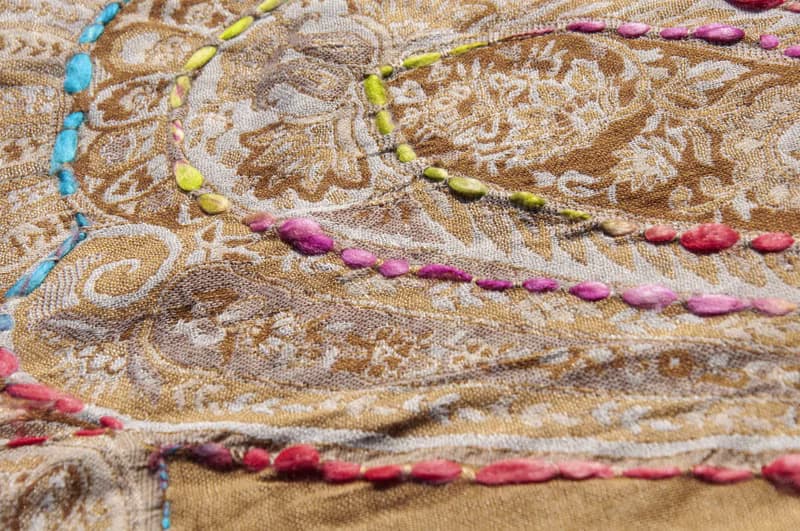 喀什米爾Cashmere/水煮羊毛披肩/針織圍巾/刺繡圍巾/羊絨披巾-花