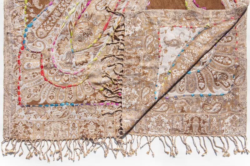 喀什米爾Cashmere/水煮羊毛披肩/針織圍巾/刺繡圍巾/羊絨披巾-花