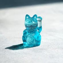 3cm 招財貓巴夫-透明藍