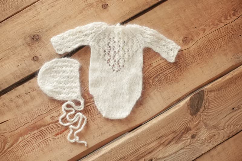Set bonnet and romper, newborn photography props girl, knit photo prop outfit