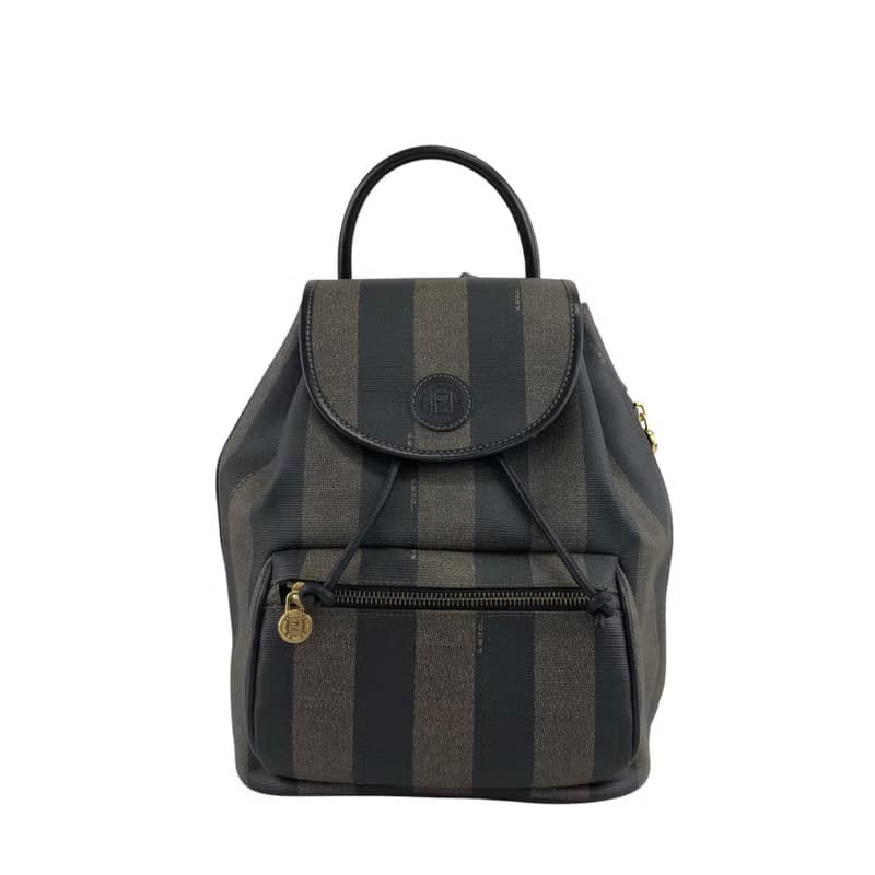 【 日本直送　名牌中古包 】FENDI フェンディ ペカン バックパック ブラウン ロゴ PVC リュック vintage ヴィンテージ オールド ait32f