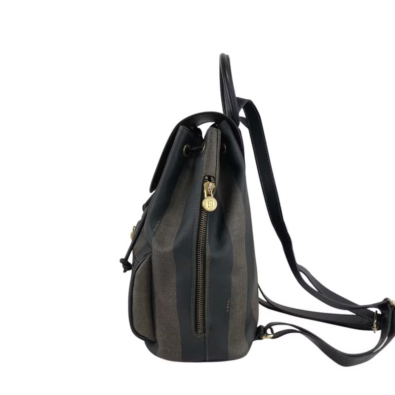 【 日本直送　名牌中古包 】FENDI フェンディ ペカン バックパック ブラウン ロゴ PVC リュック vintage ヴィンテージ オールド ait32f