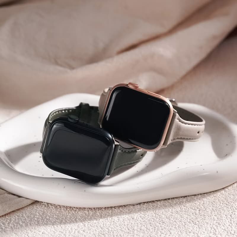 Apple watch - 車線真皮縮腰蘋果錶帶  真皮錶帶 手機殼