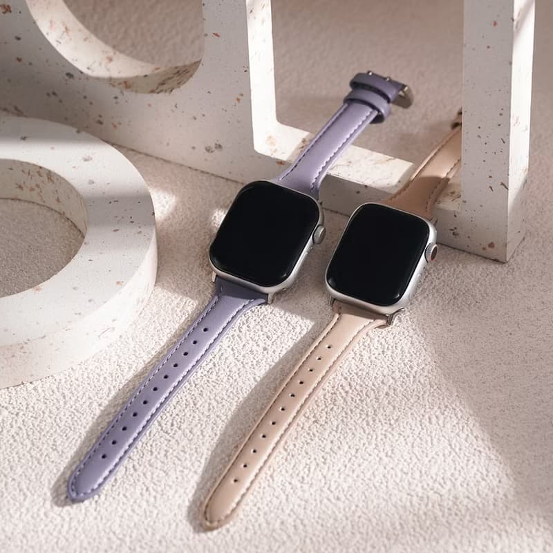 Apple watch - 車線真皮縮腰蘋果錶帶  真皮錶帶 手機殼