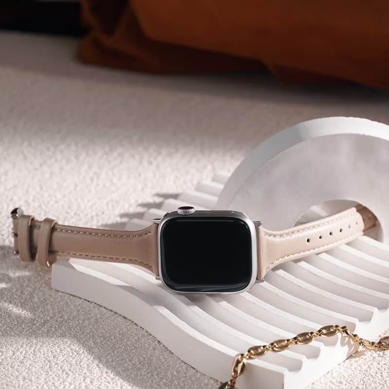 Apple watch - 車線真皮縮腰蘋果錶帶  真皮錶帶 手機殼