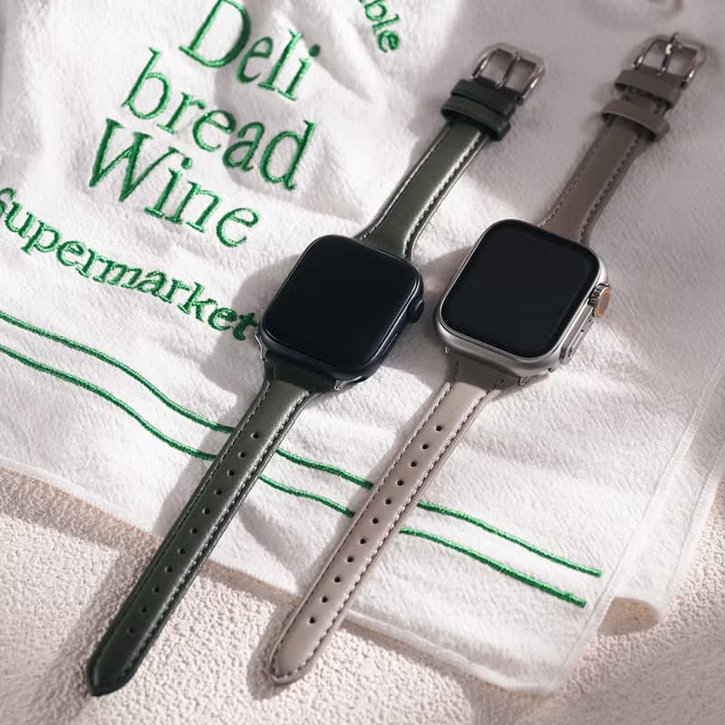 Apple watch - 車線真皮縮腰蘋果錶帶  真皮錶帶 手機殼