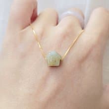 【親翠】天然翡翠 瓜地馬拉冰藍小房子925純銀鎖骨鏈 有房系列