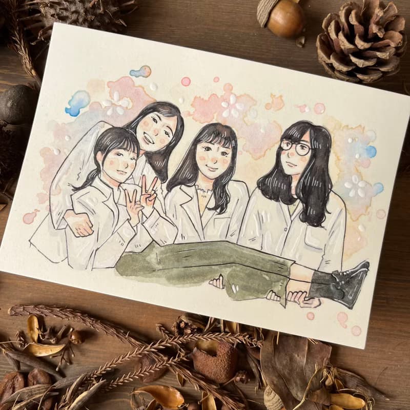 【手繪 / 團體 / 全家福】  似顏繪 生日 禮物 紀念日 附包裝