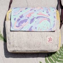 天然棉麻手織布輕便包 斜背包 側背包 肩背包 托特包 書包-水彩色