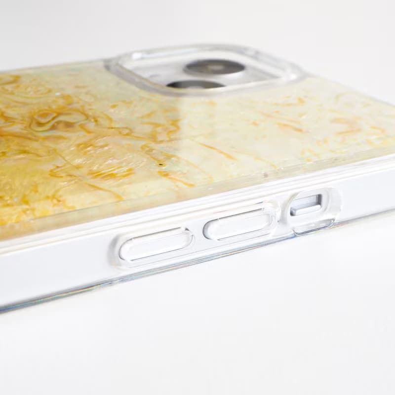 嫩黃色 天然真貝 iPhone 手機殼 匠人手工做 高品質 設計師 樹脂