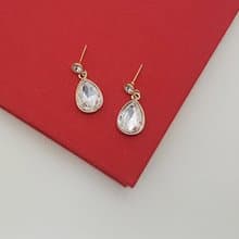 14kgf CZ white drop crystal stud earring