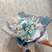 藍色天空 永生花玫瑰花束