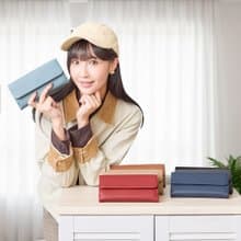 納帕雙面收納牛皮長夾4103(灰藍色)