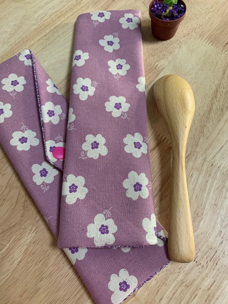 文青風環保純棉筷袋 浪漫紫羅蘭 柔情紫 日本 潮物 收纳 手作餐具