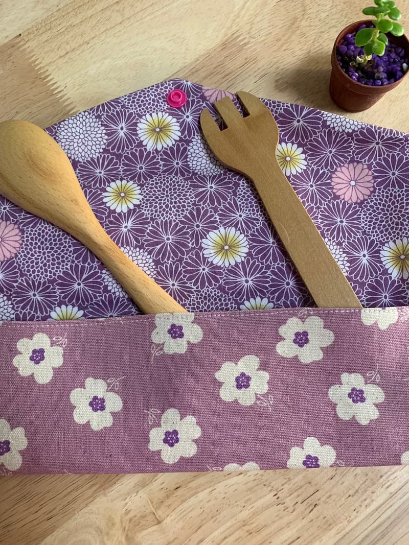 文青風環保純棉筷袋 浪漫紫羅蘭 柔情紫 日本 潮物 收纳 手作餐具
