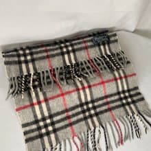 Burberry Scarf經典灰色格紋流蘇頸巾 全羊毛 日本中古Vintage