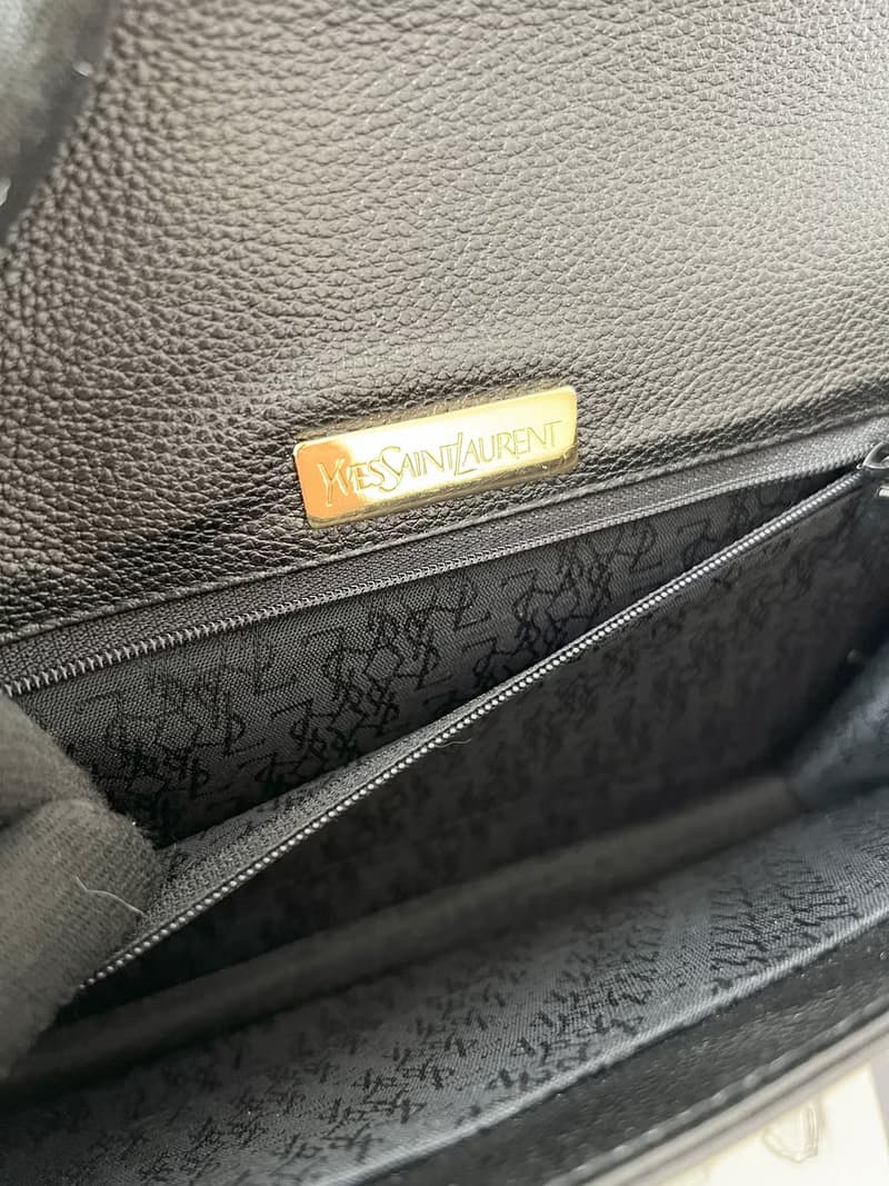 YSL黑色皮革信封袋側斜背包手提袋 附送肩帶肩帶扣 日本中古二手