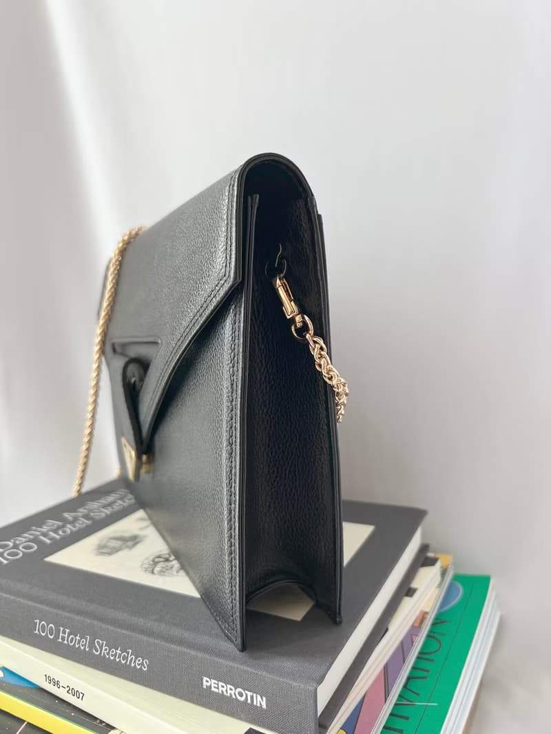 YSL黑色皮革信封袋側斜背包手提袋 附送肩帶肩帶扣 日本中古二手