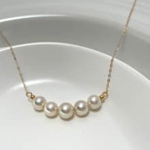 香檳金 天然海水珍珠akoya微笑項鏈 18k金項鏈