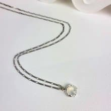 A.pearl 彩虹光 月光石 純銀項鍊 / 水晶氣質款 / 輕珠寶