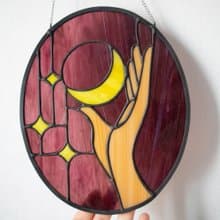 Stained glass window panel, Suncatcher, Glass home décor, Anniversary gift